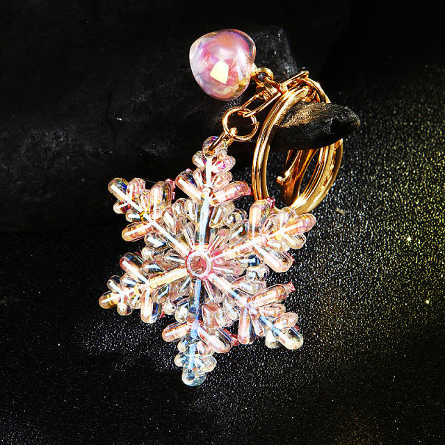 Colorful Christmas Snowflake Pendant Keychain Acrylic Diamond Pendant Bag Pendant