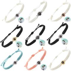 Hot ale stainless steel woven bracelet 100 kinds of I love your language picture photo bracelet