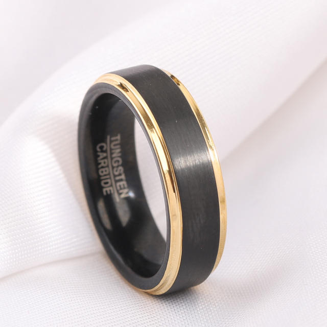 Men rings tungsten steel ring wholesale men's tungsten steel 6mm black gold ring