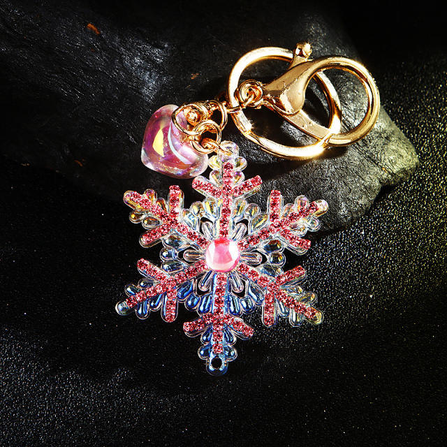 Colorful Christmas Snowflake Pendant Keychain Acrylic Diamond Pendant Bag Pendant