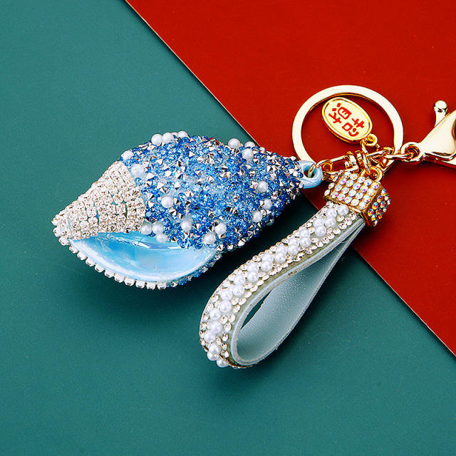 Diamond shell conch key chain cute women's bag charm