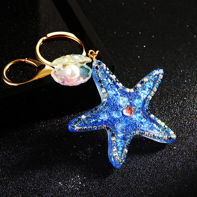Pearl shell starfish keychain women bag pendant bag charm