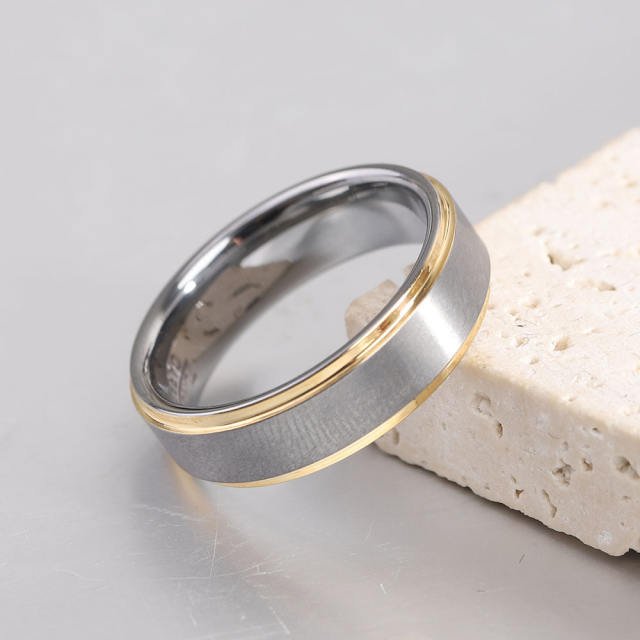 Men rings tungsten steel ring wholesale men's tungsten steel 6mm black gold ring