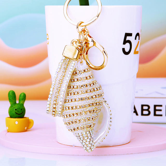 Diamond shell conch key chain cute women's bag charm
