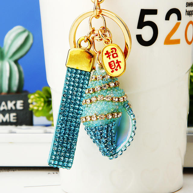 Diamond shell conch key chain cute women's bag charm