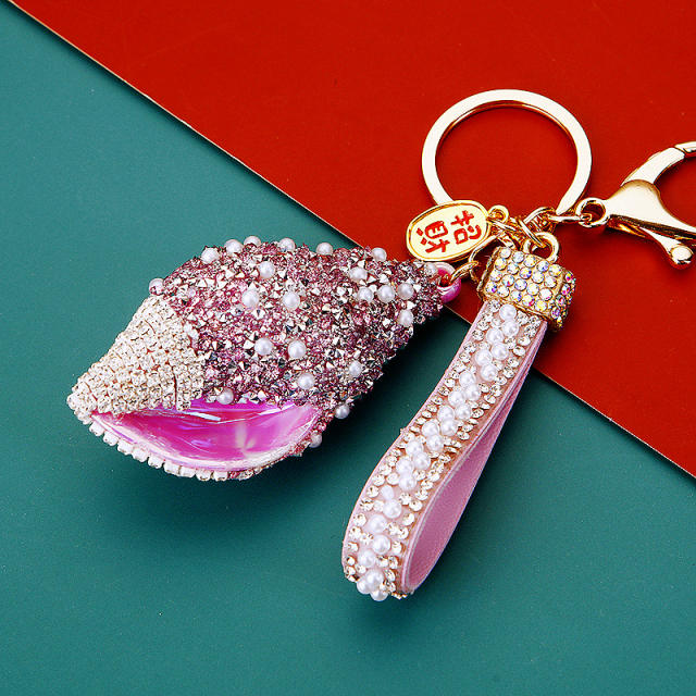 Diamond shell conch key chain cute women's bag charm