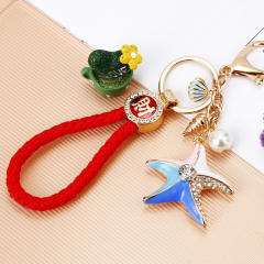 Pearl shell starfish keychain women bag pendant bag charm