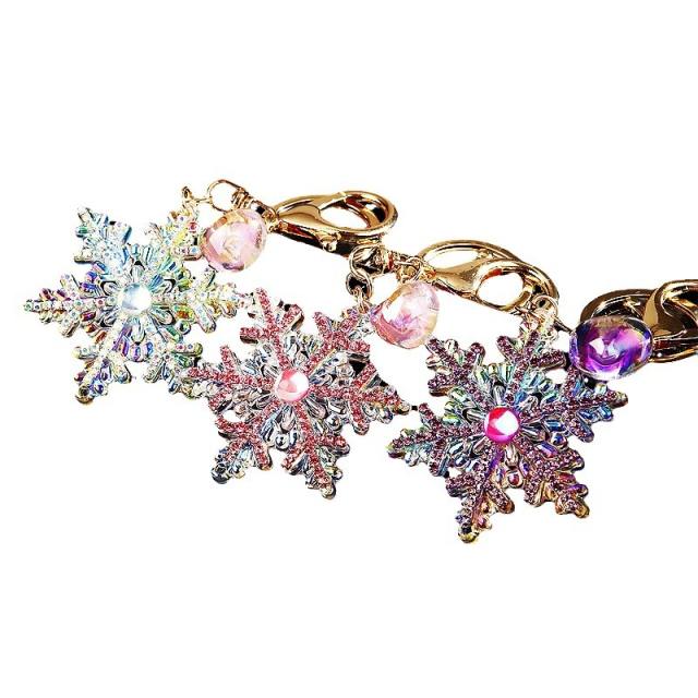 Colorful Christmas Snowflake Pendant Keychain Acrylic Diamond Pendant Bag Pendant