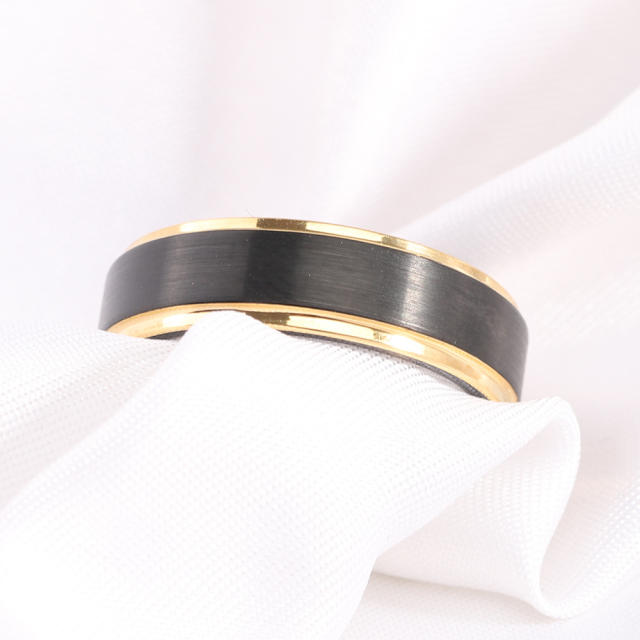 Men rings tungsten steel ring wholesale men's tungsten steel 6mm black gold ring
