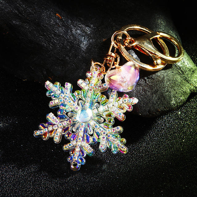 Colorful Christmas Snowflake Pendant Keychain Acrylic Diamond Pendant Bag Pendant