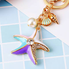 Pearl shell starfish keychain women bag pendant bag charm