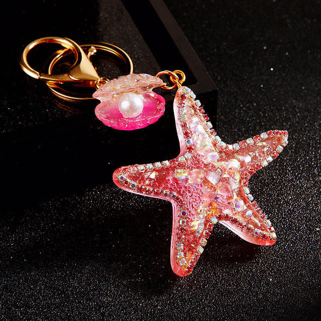 Pearl shell starfish keychain women bag pendant bag charm