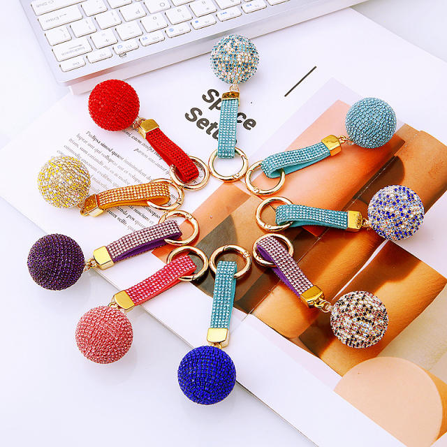 Diamond ball keychain metal women's bag charm