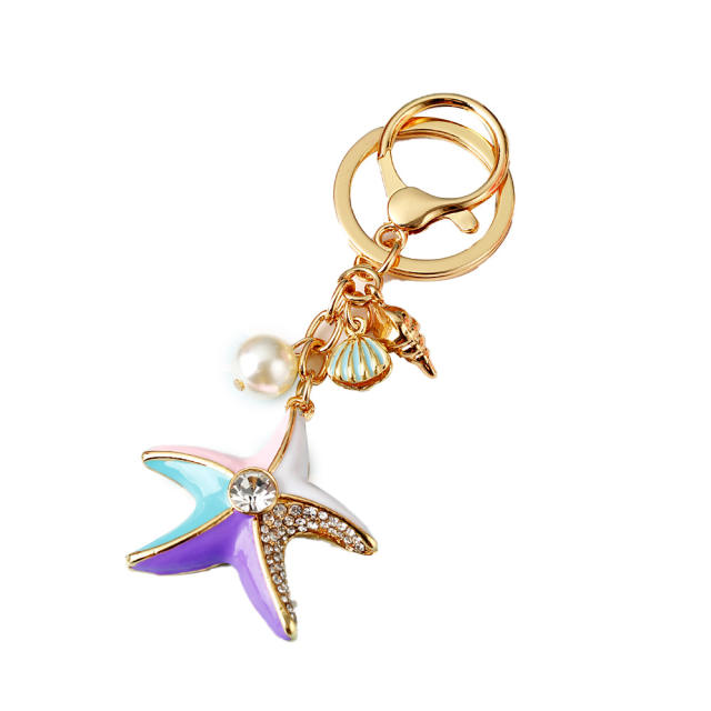 Pearl shell starfish keychain women bag pendant bag charm