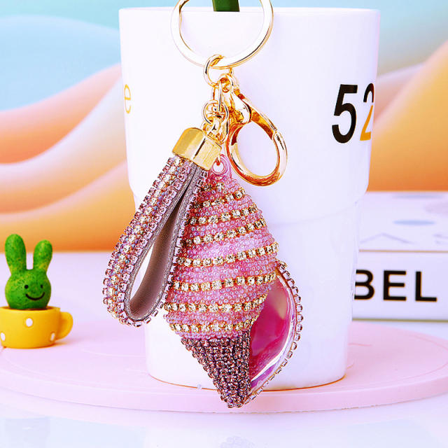 Diamond shell conch key chain cute women's bag charm