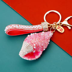 Diamond shell conch key chain cute women's bag charm