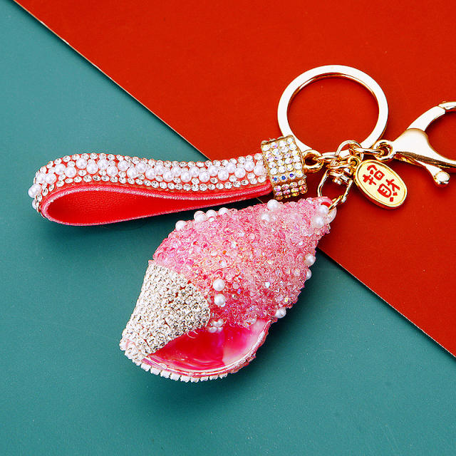 Diamond shell conch key chain cute women's bag charm