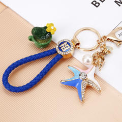 Pearl shell starfish keychain women bag pendant bag charm