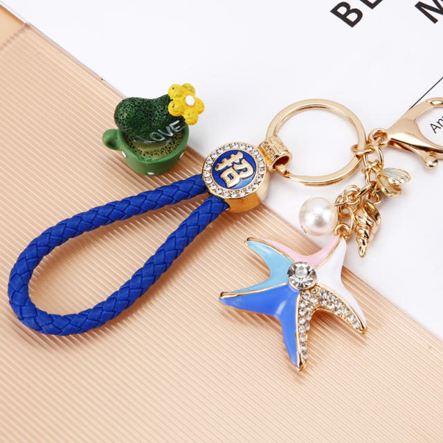 Pearl shell starfish keychain women bag pendant bag charm