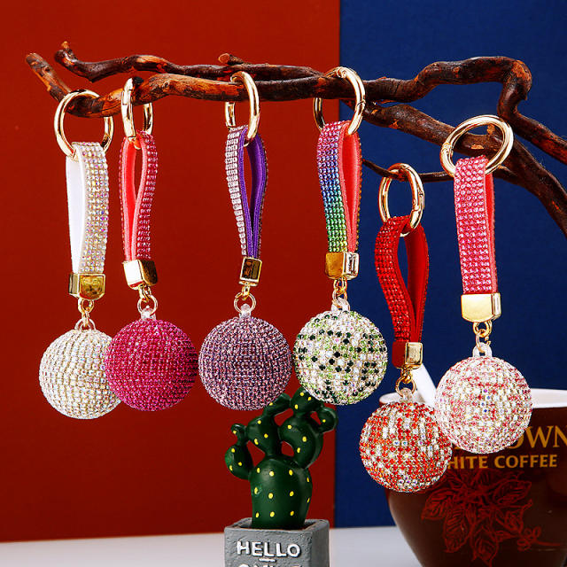 Diamond ball keychain metal women's bag charm
