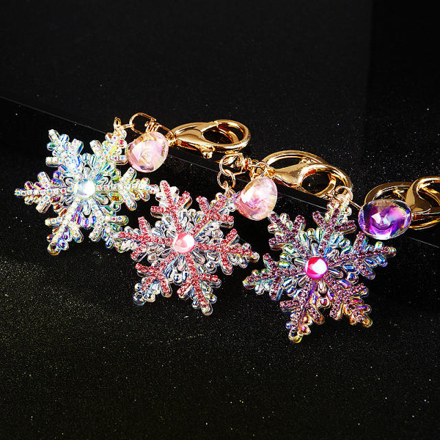 Colorful Christmas Snowflake Pendant Keychain Acrylic Diamond Pendant Bag Pendant