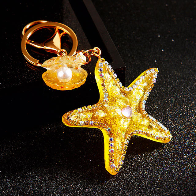 Pearl shell starfish keychain women bag pendant bag charm