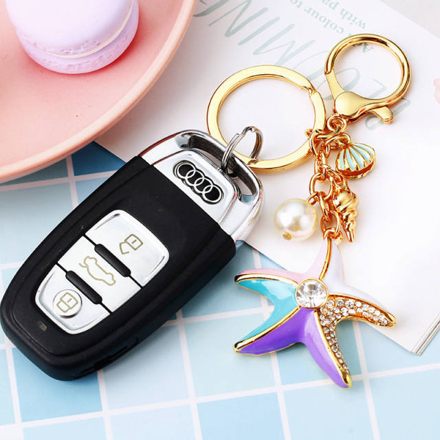 Pearl shell starfish keychain women bag pendant bag charm