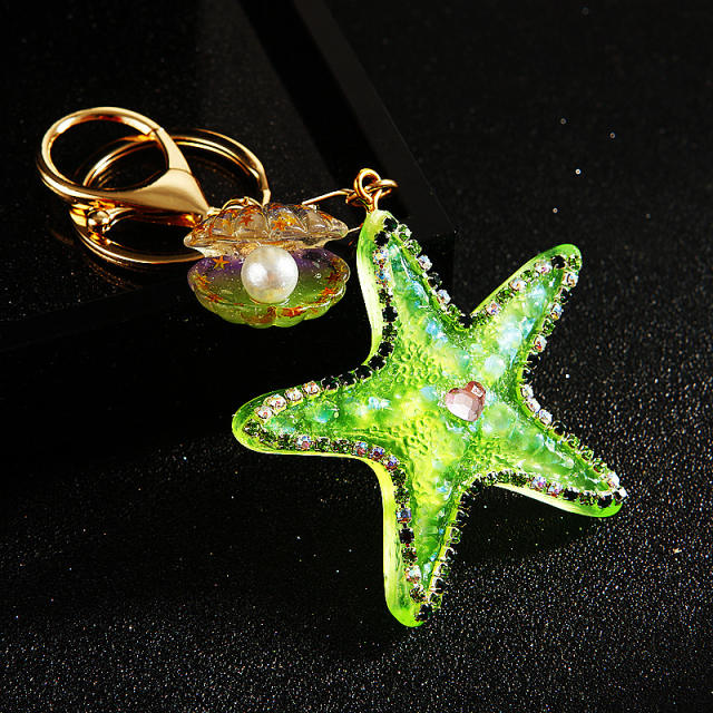 Pearl shell starfish keychain women bag pendant bag charm