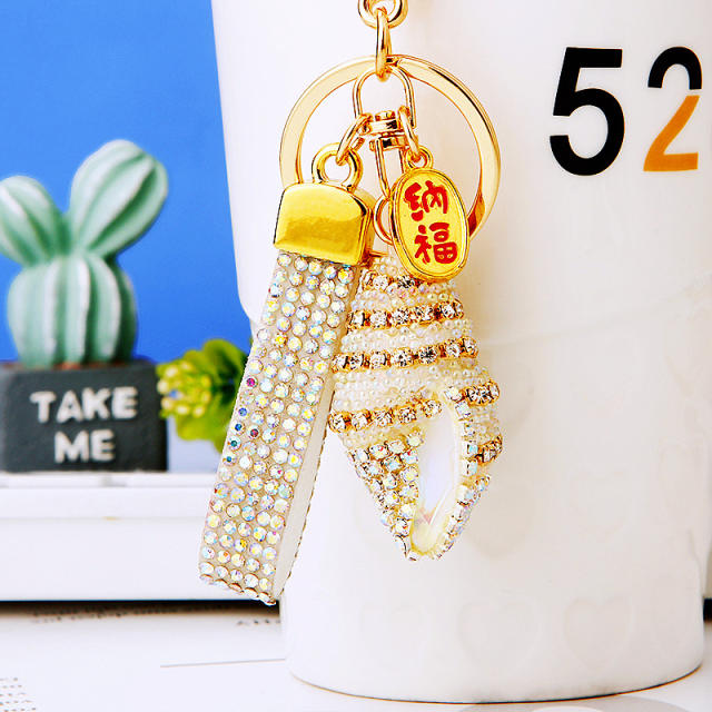 Diamond shell conch key chain cute women's bag charm