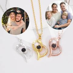 Hot sale 100 language I love you projection pendant necklace keychain photo picture inside custom necklace keychain gift