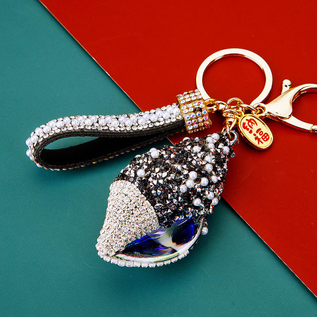 Diamond shell conch key chain cute women's bag charm
