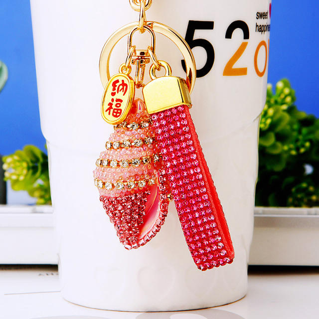 Diamond shell conch key chain cute women's bag charm