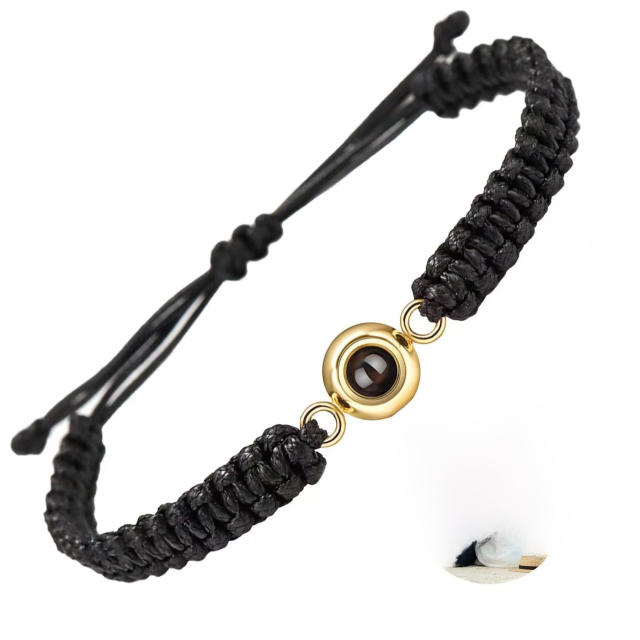 Hot ale stainless steel woven bracelet 100 kinds of I love your language picture photo bracelet