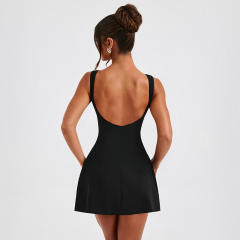 Elegant plain color backless women formal dress