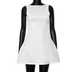 Elegant plain color backless women formal dress