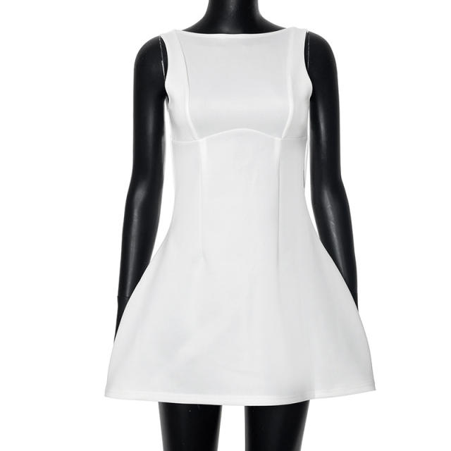 Elegant plain color backless women formal dress