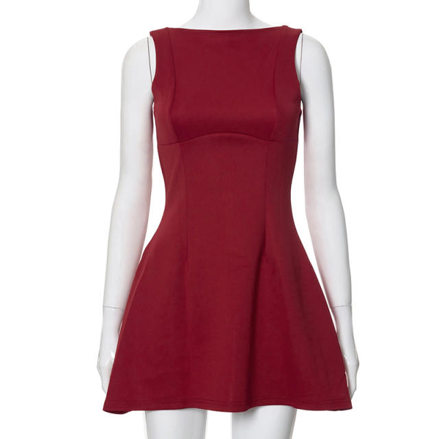 Elegant plain color backless women formal dress