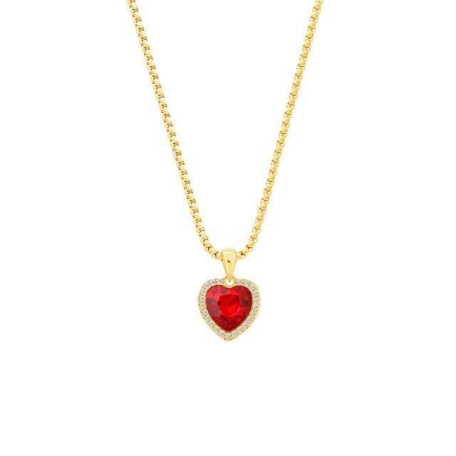 zircon ocean heart copper pendant necklace women DIY engrave letter birthsstone necklace