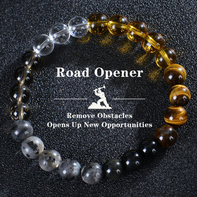 Bohemian Colorful Stone Bracelet Tiger Eye Crystal Beaded Yoga Stone Bracelet 7 Chakras Card Bracelet