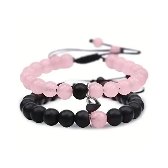 Jewelry suit 4-piece Set Natural Stone Couple Love Magnet Suction Bracelet Hexagonal Column Necklace