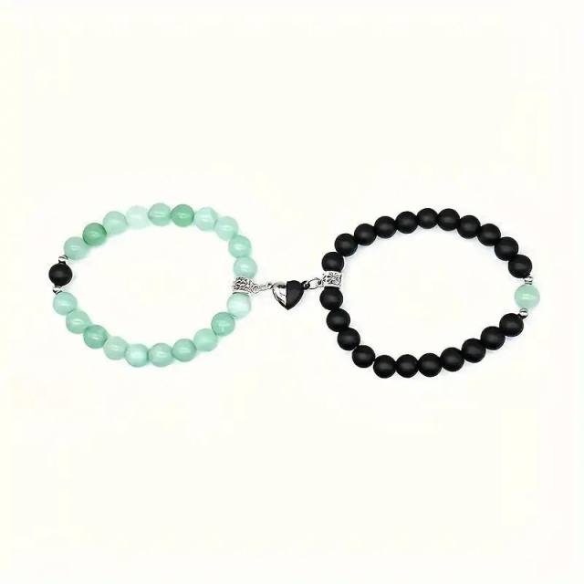 Jewelry suit 4-piece Set Natural Stone Couple Love Magnet Suction Bracelet Hexagonal Column Necklace