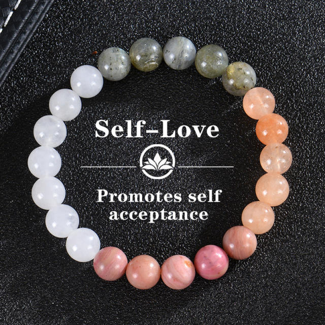 Bohemian Colorful Stone Bracelet Tiger Eye Crystal Beaded Yoga Stone Bracelet 7 Chakras Card Bracelet