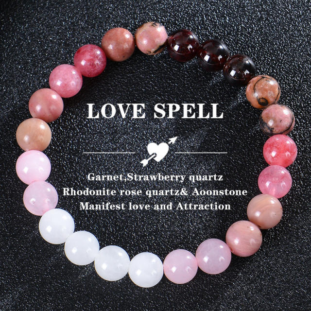 Bohemian Colorful Stone Bracelet Tiger Eye Crystal Beaded Yoga Stone Bracelet 7 Chakras Card Bracelet