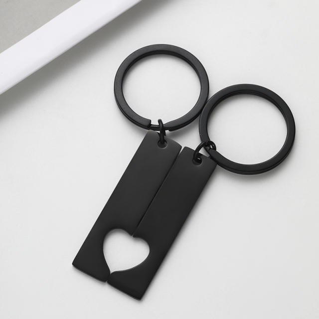 Hot sale stainless steel hollow out couple keychain