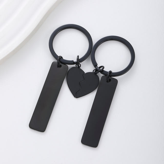 Stainless Steel matching heart bar keychain for couples friends family