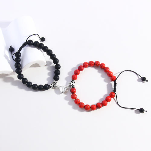Peach Heart Suction Stone Couple Bracelet Natural Stone Bracelet Magnetic Suction Bracelet