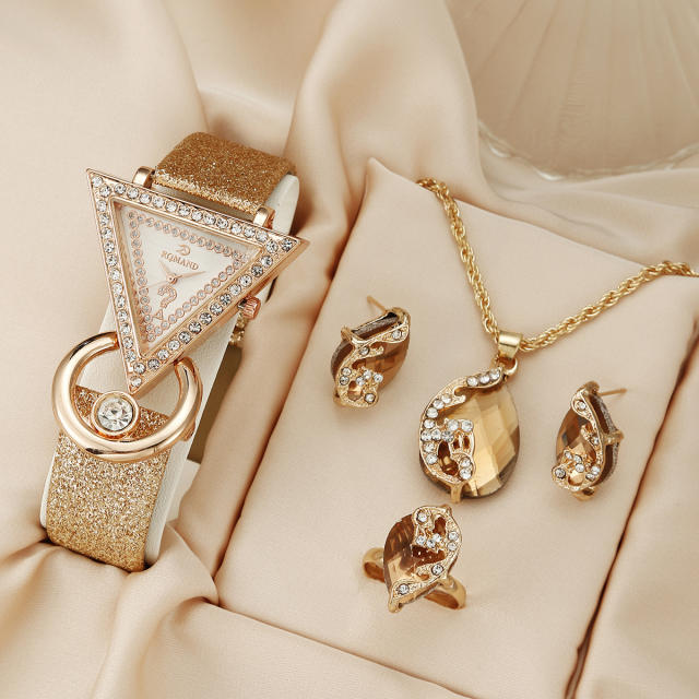 Women's Quartz Watch Casual Simple colorful crystal Peacock Jewelry Set