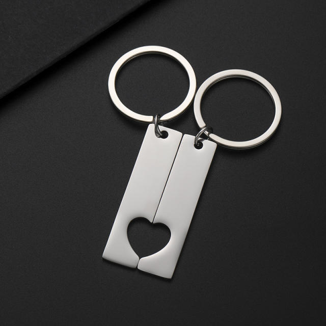 Hot sale stainless steel hollow out couple keychain
