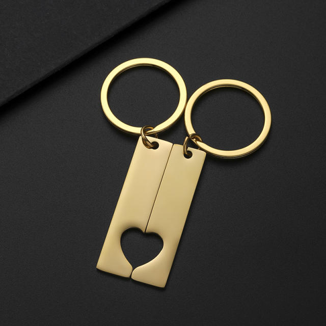Hot sale stainless steel hollow out couple keychain