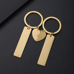Stainless Steel matching heart bar keychain for couples friends family